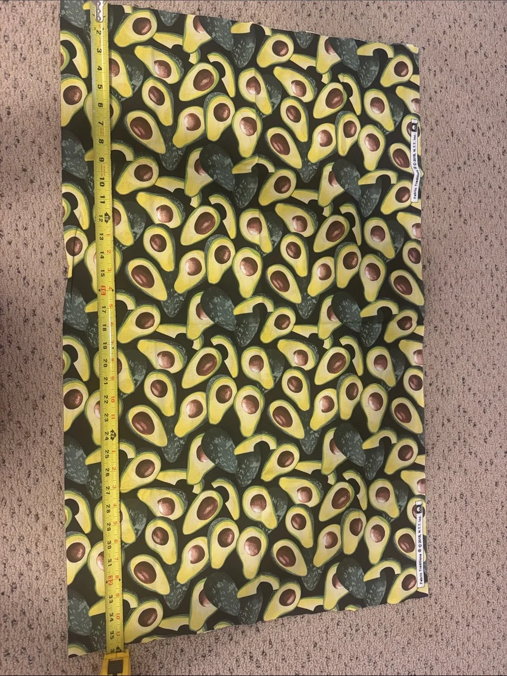 3’x 22” Avocado Pattern fabric